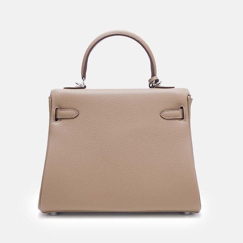 Women’s Full Grain Leather Top Handle Bag in Silver Hardware image 5