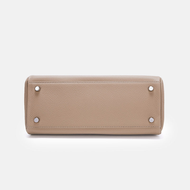 Women’s Full Grain Leather Top Handle Bag in Silver Hardware image 4