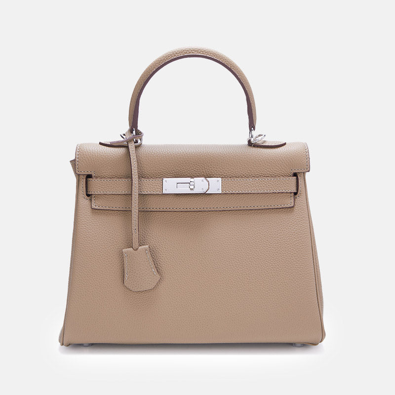 Women’s Full Grain Leather Top Handle Bag in Silver Hardware image 3