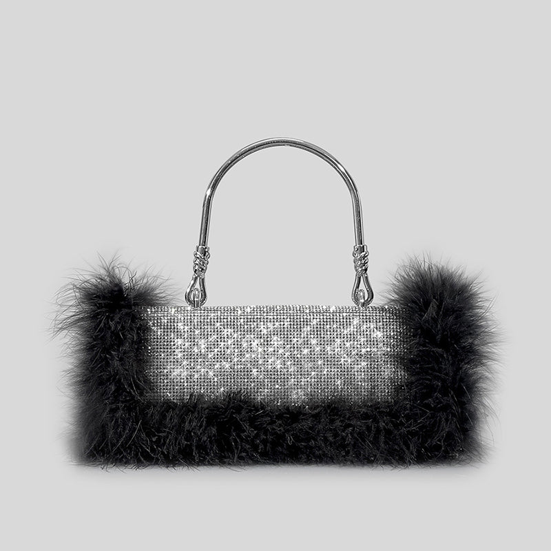 Women’s Furry Rhionestones Evening Clutch Bags image 6