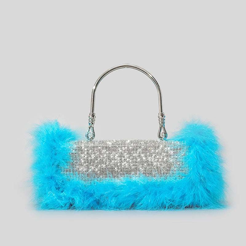 Women’s Furry Rhionestones Evening Clutch Bags image 7