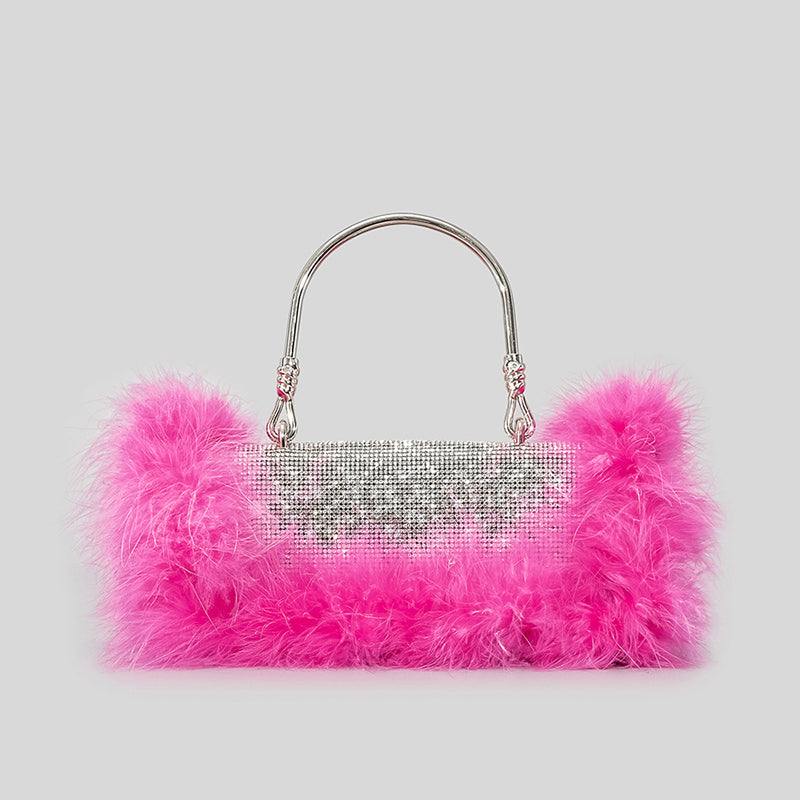 Women’s Furry Rhionestones Evening Clutch Bags image