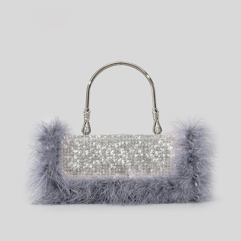 Women’s Furry Rhionestones Evening Clutch Bags image 9
