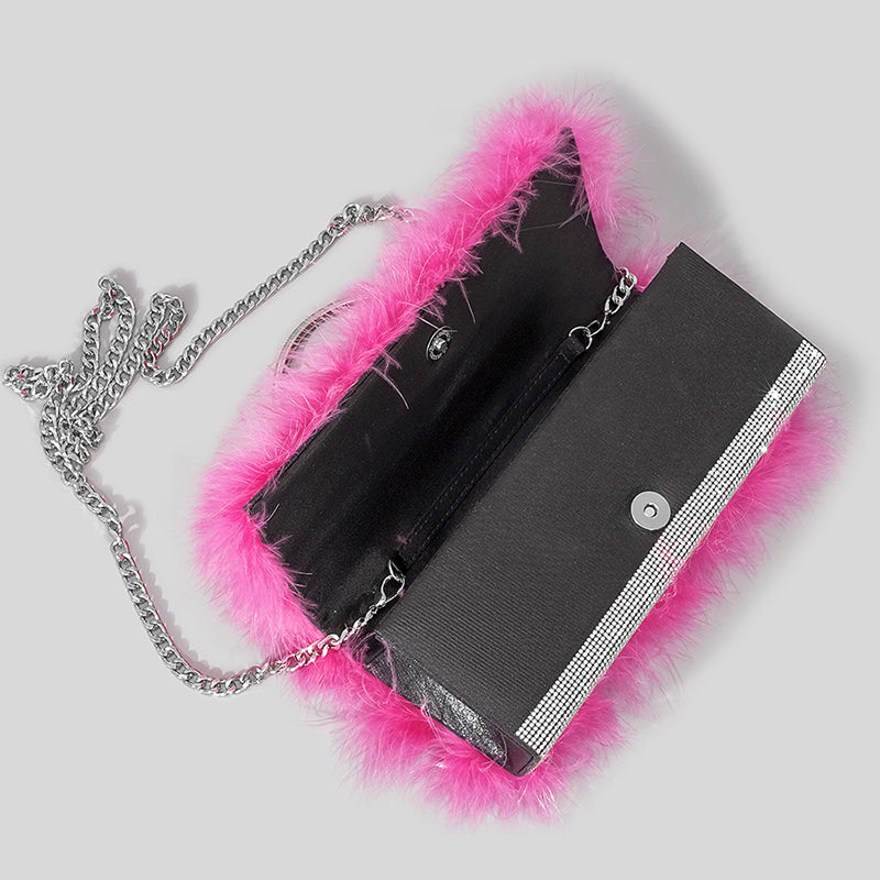 Women’s Furry Rhionestones Evening Clutch Bags image 2
