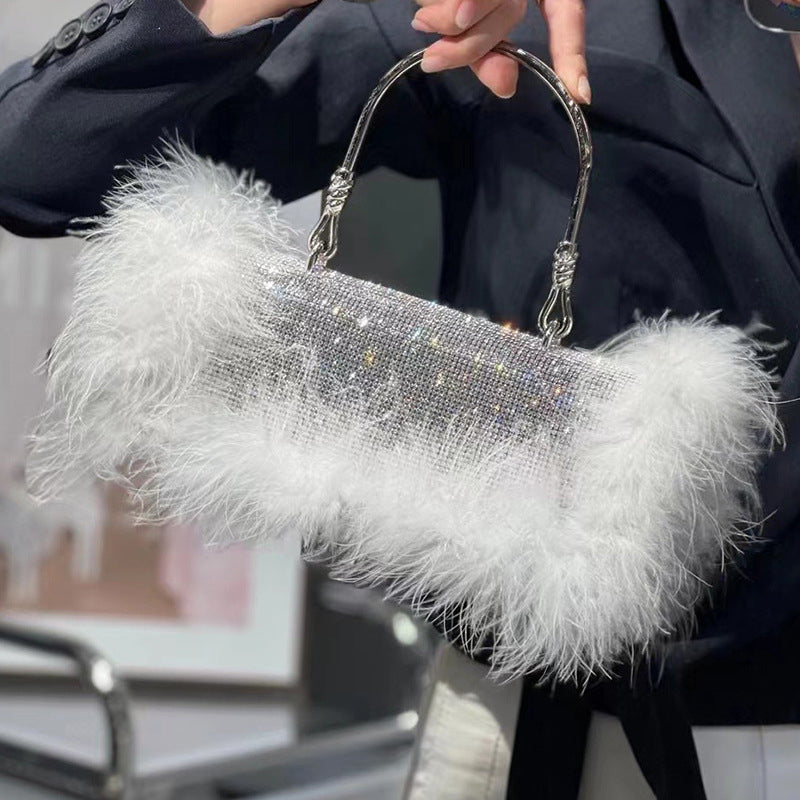 Women’s Furry Rhionestones Evening Clutch Bags image 5