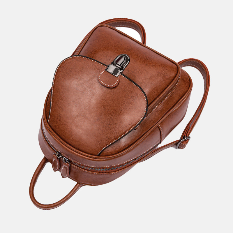 Women’s Genuine Leather Backpacks with Flap Buckle image 2