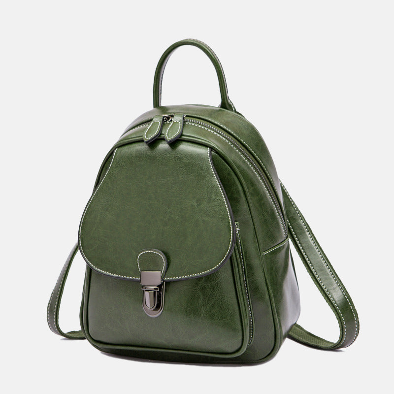 Women’s Genuine Leather Backpacks with Flap Buckle image 7