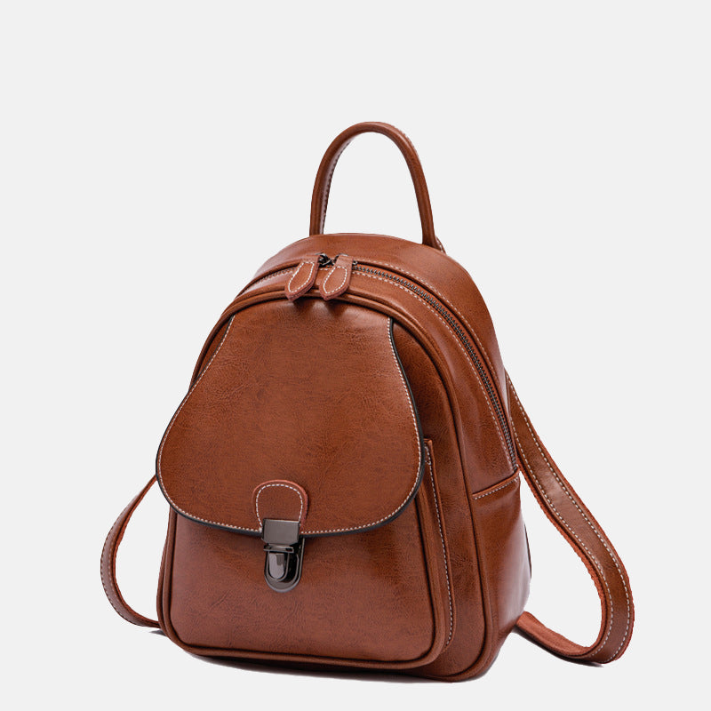 Women’s Genuine Leather Backpacks with Flap Buckle image