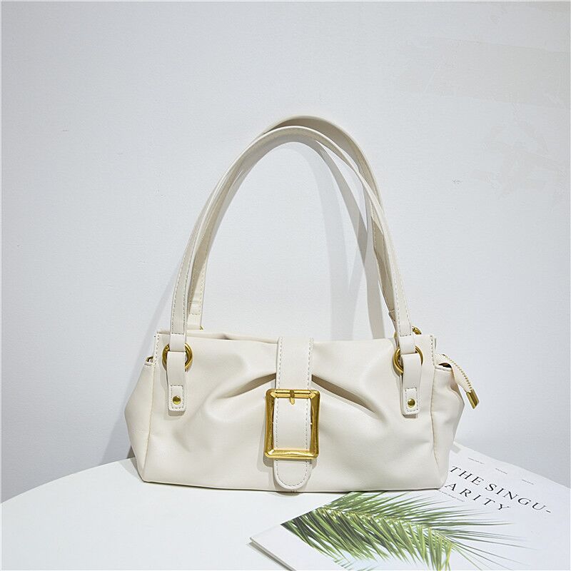Women’s Genuine Leather Baguette Shoulder Bag with Buckle image 2
