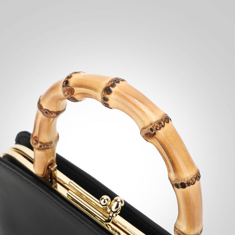 Women’s Genuine Leather Bamboo Crossbody Top Handle Bag image 2