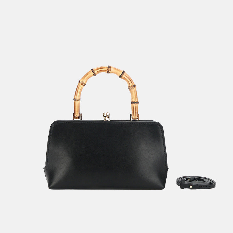 Women’s Genuine Leather Bamboo Crossbody Top Handle Bag image