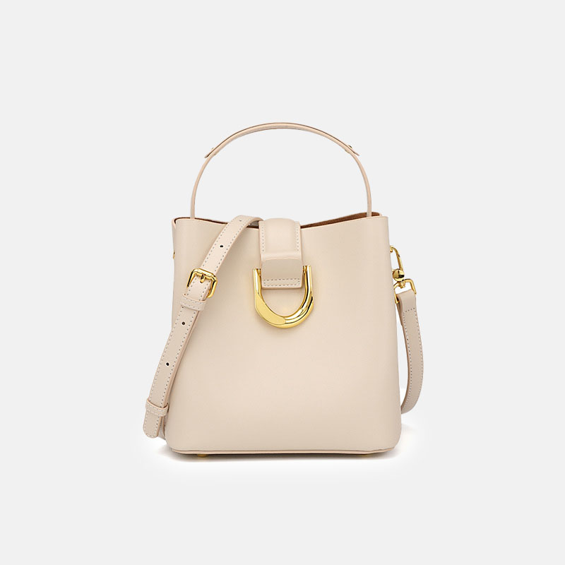Women’s Genuine Leather Buckle Zipper Vintage Crossbody Shoulder Bucket Bag image 7
