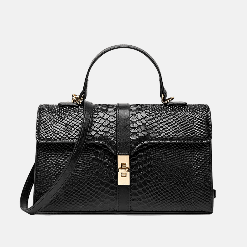 Women’s Genuine Leather Crocodile Crossbody Messenger Bag with Handle image 5