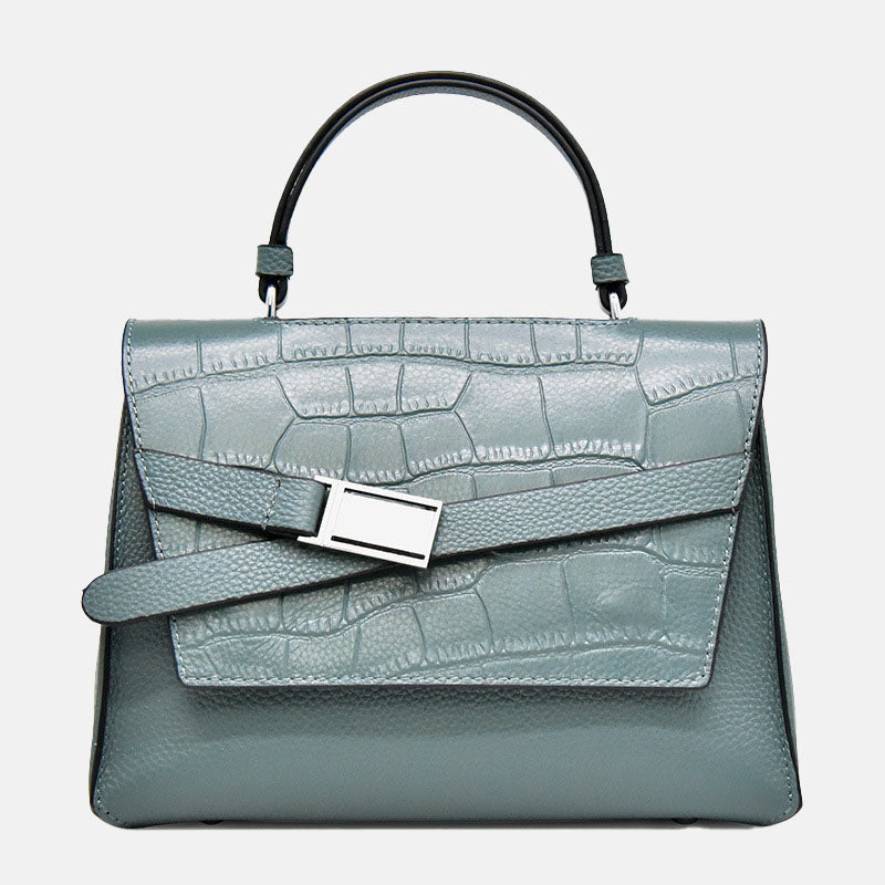 Women’s Genuine Leather Crocodile Pattern Flap Crossbody Top Handle Bag image 3