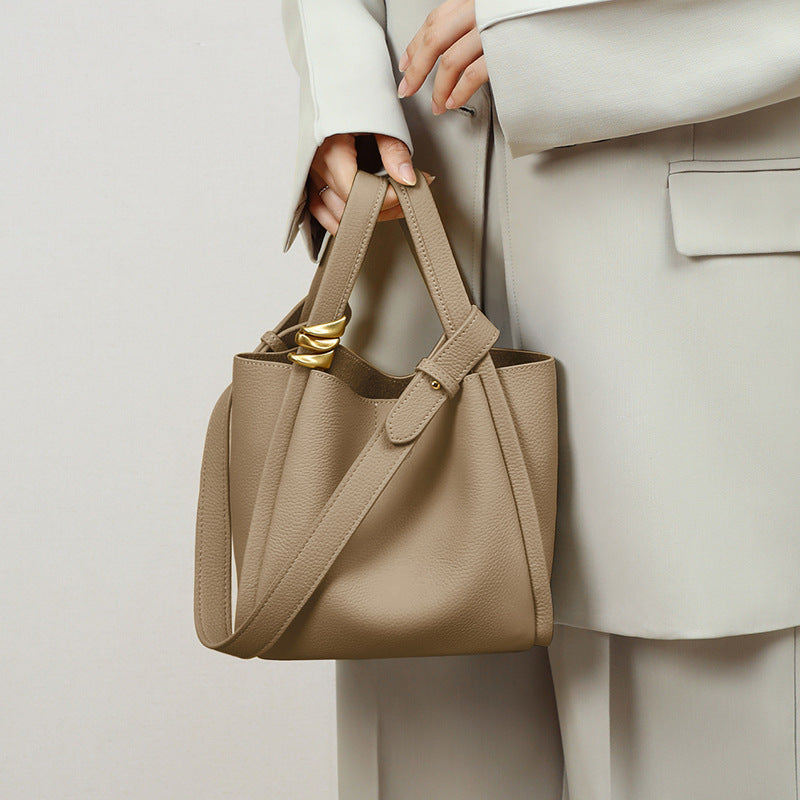 Women’s Genuine Leather Crossbody Bucket Bag image 3