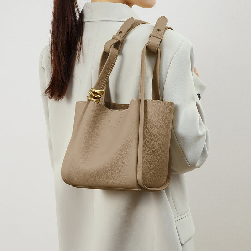 Women’s Genuine Leather Crossbody Bucket Bag image 4