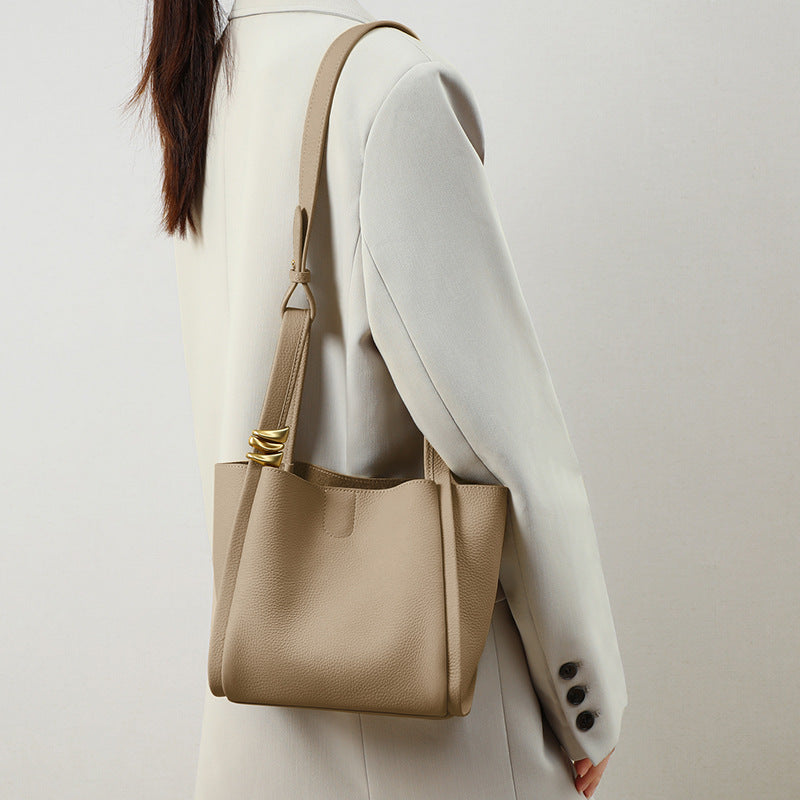 Women’s Genuine Leather Crossbody Bucket Bag image 5