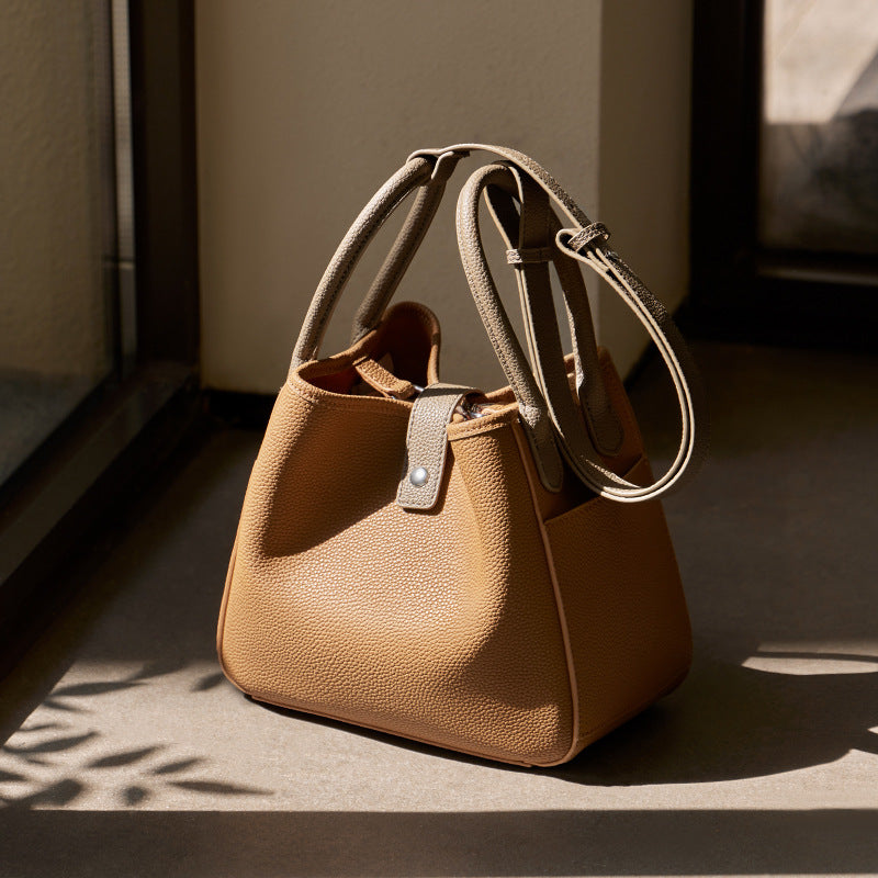 Women’s Genuine Leather Crossbody Bucket Bags With Magnetic Closure image 8