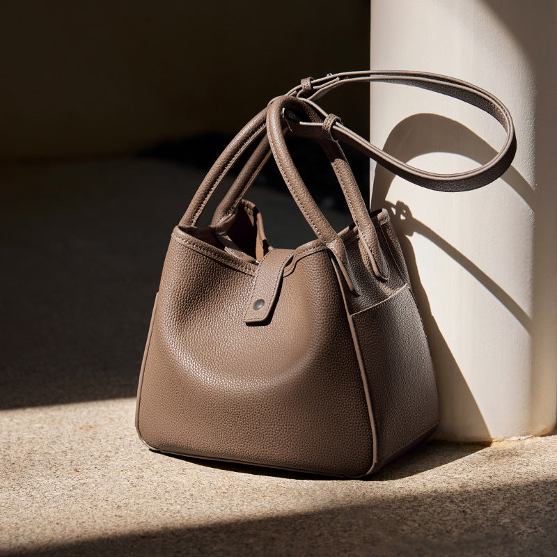 Women’s Genuine Leather Crossbody Bucket Bags With Magnetic Closure image 9