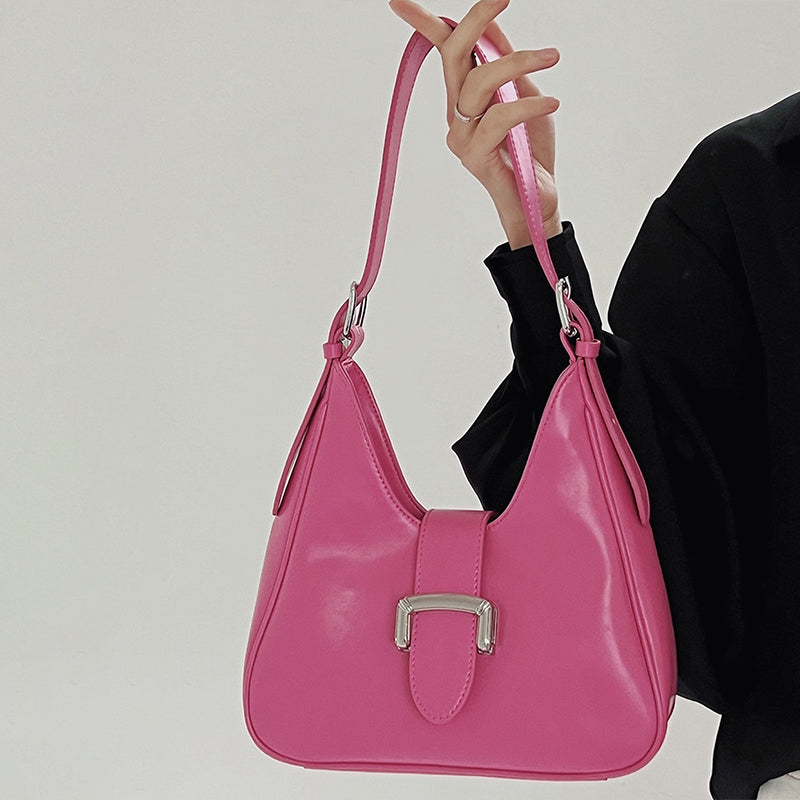 Women’s Genuine Leather Crossbody Hobo Bag with Lock Buckle image 3