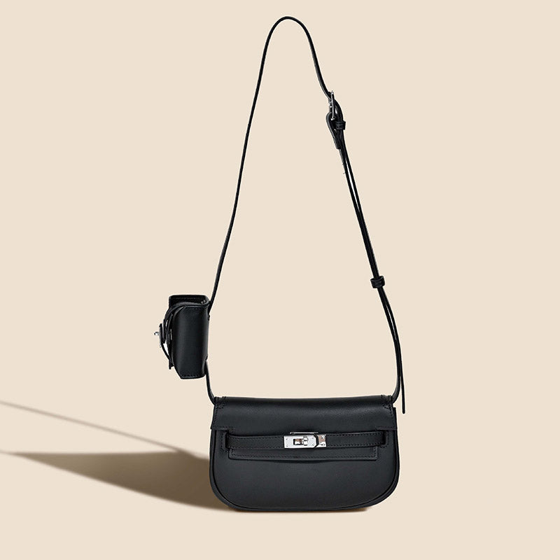 Women’s Genuine Leather Crossbody Lock Closure Saddle Bag image 3