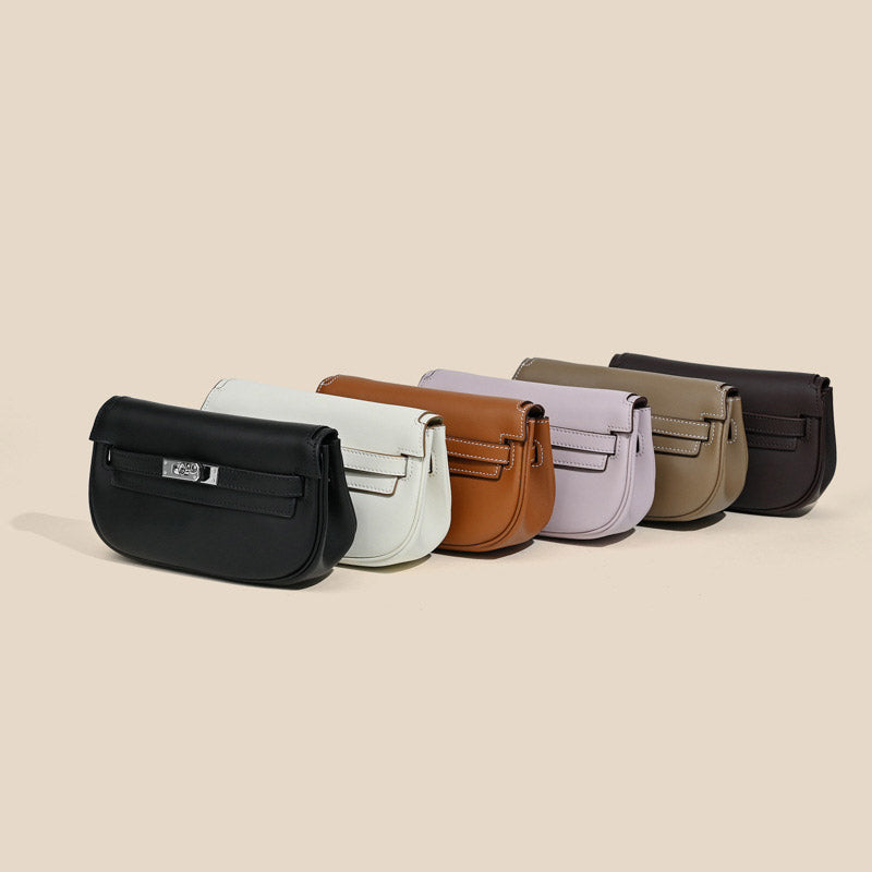 Women’s Genuine Leather Crossbody Lock Closure Saddle Bag image 4