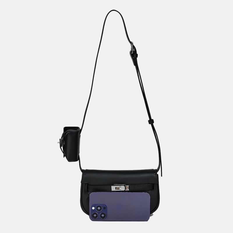 Women’s Genuine Leather Crossbody Lock Closure Saddle Bag image 2