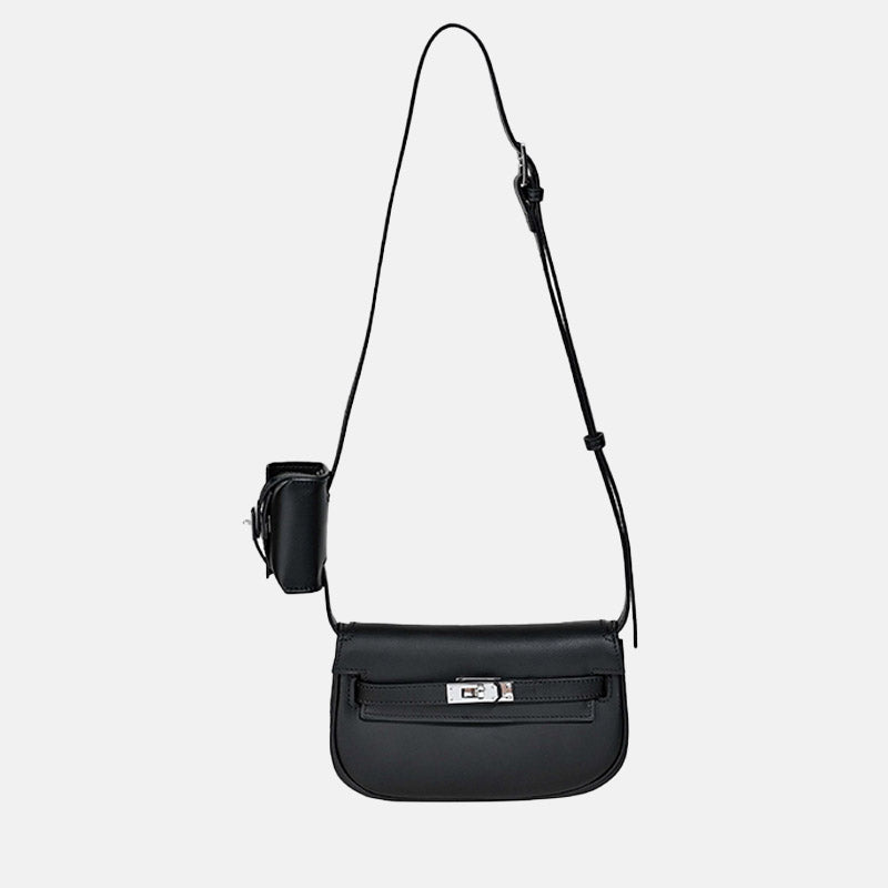 Women’s Genuine Leather Crossbody Lock Closure Saddle Bag image