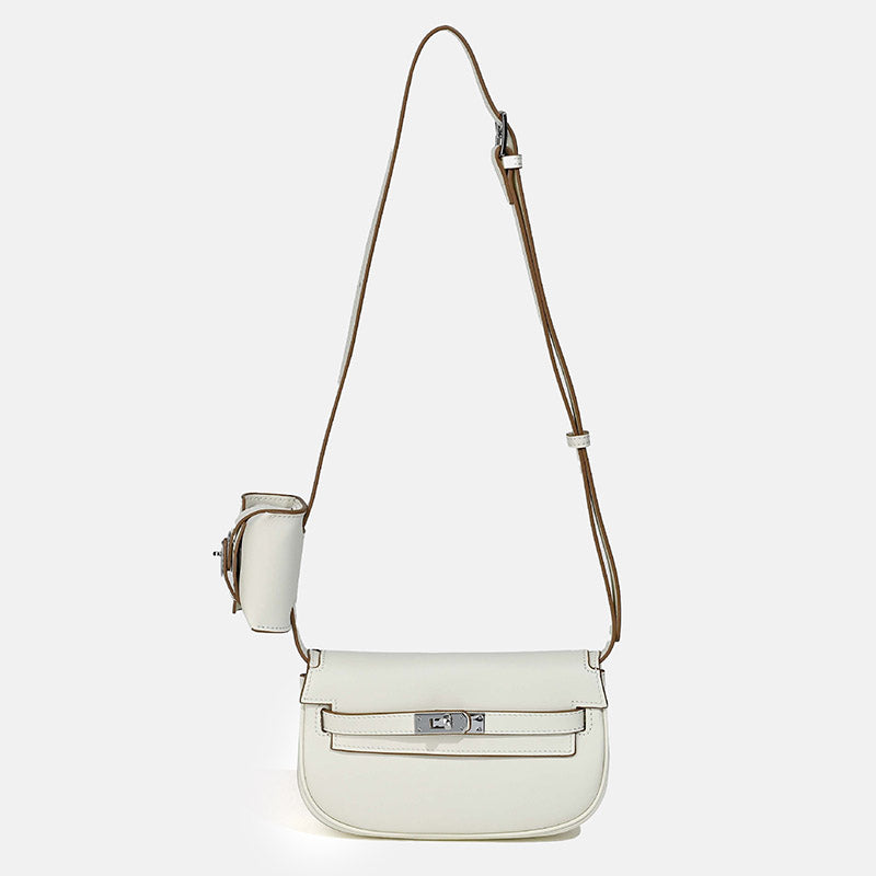 Women’s Genuine Leather Crossbody Lock Closure Saddle Bag image 6