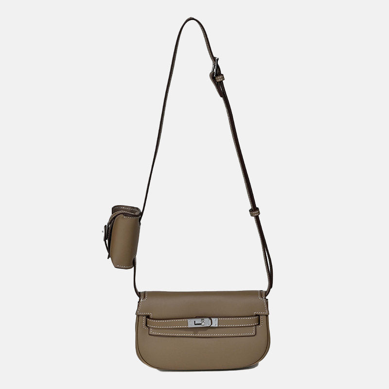 Women’s Genuine Leather Crossbody Lock Closure Saddle Bag image 7