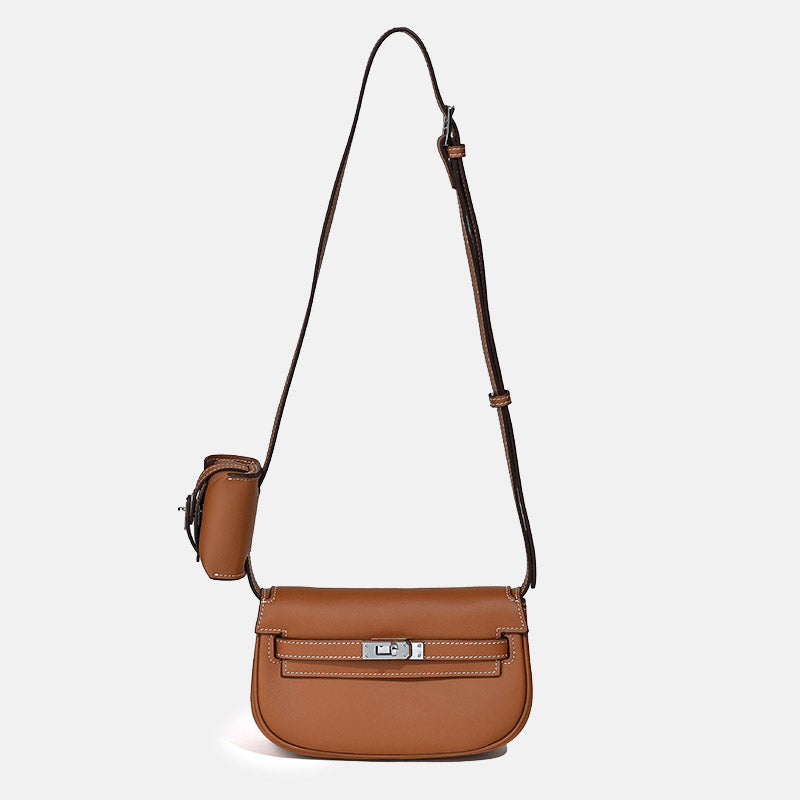 Women’s Genuine Leather Crossbody Lock Closure Saddle Bag image 8
