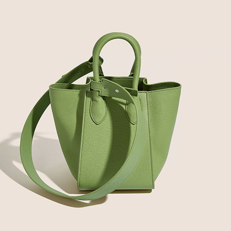 Women’s Genuine Leather Crossbody Shoulder Bucket Bag image 2