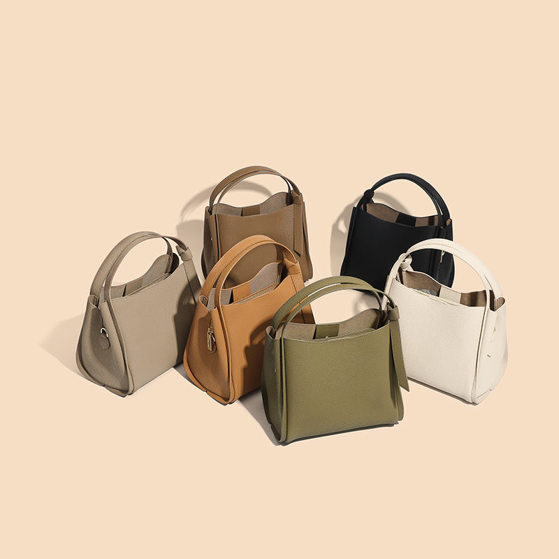 Women’s Genuine Leather Crossbody Shoulder Bucket Tote Bag In Minimalist image 6