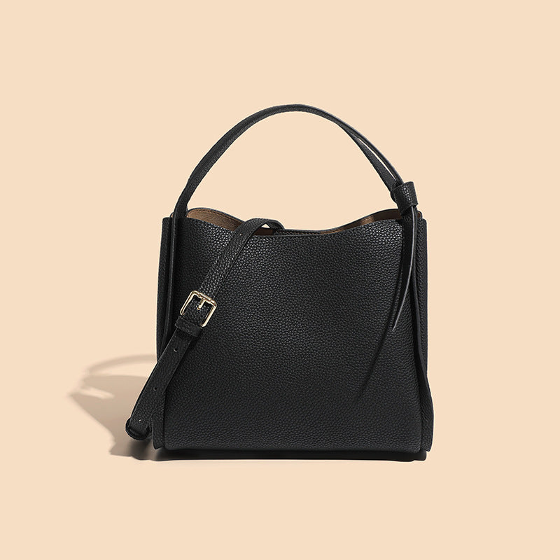 Women’s Genuine Leather Crossbody Shoulder Bucket Tote Bag In Minimalist image 7