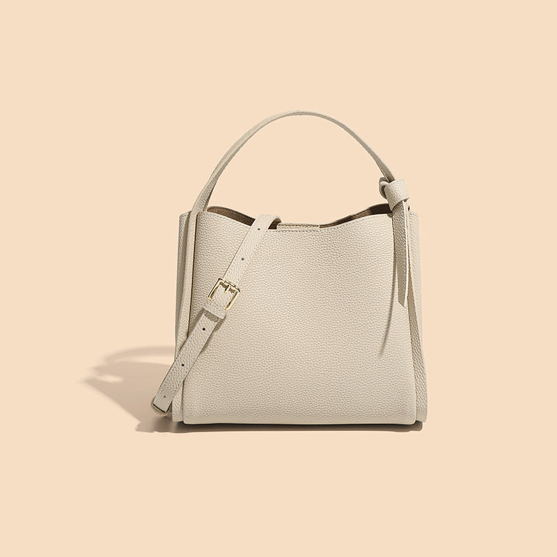 Women’s Genuine Leather Crossbody Shoulder Bucket Tote Bag In Minimalist image 9