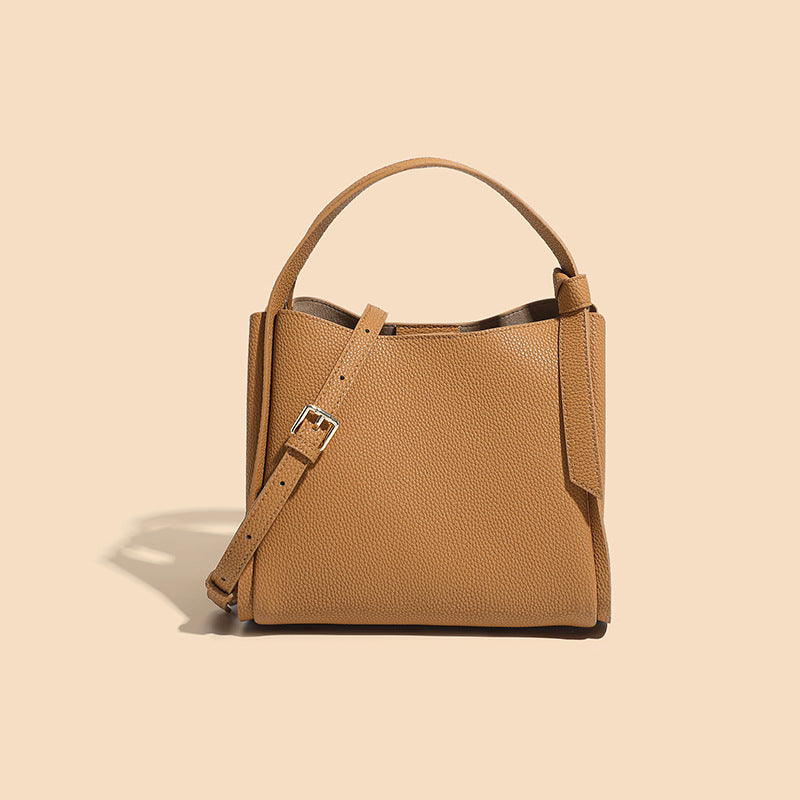 Women’s Genuine Leather Crossbody Shoulder Bucket Tote Bag In Minimalist image 10