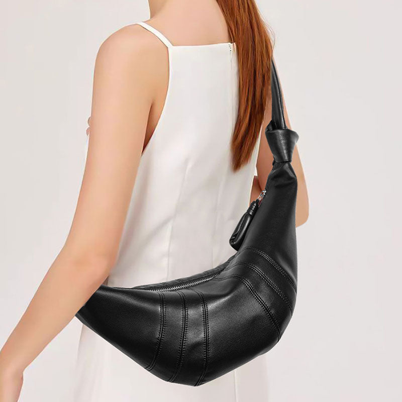 Women’s Genuine Leather Dumpling Shape Crossbody Shoulder Bag In Minimalist image 3