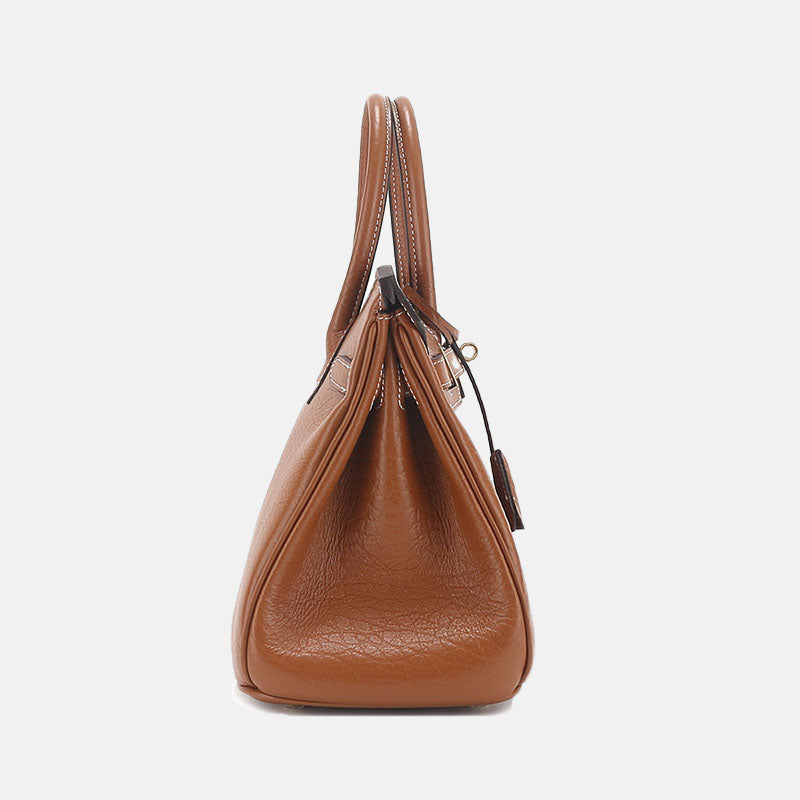 Women’s Genuine Leather Elephant Pattern Lock Closure Shoulder Top Hand Bag image 3