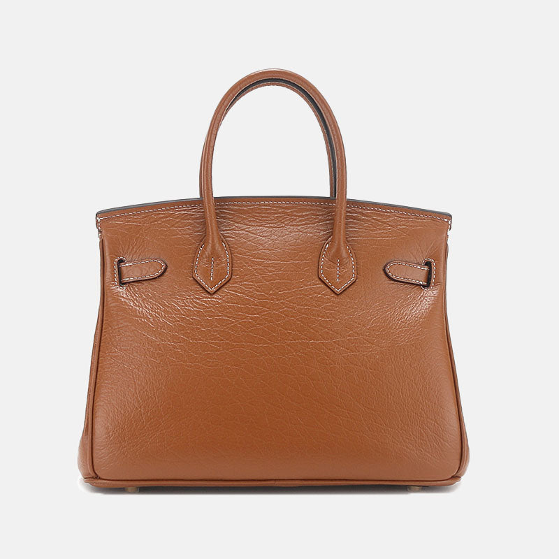 Women’s Genuine Leather Elephant Pattern Lock Closure Shoulder Top Hand Bag image 4