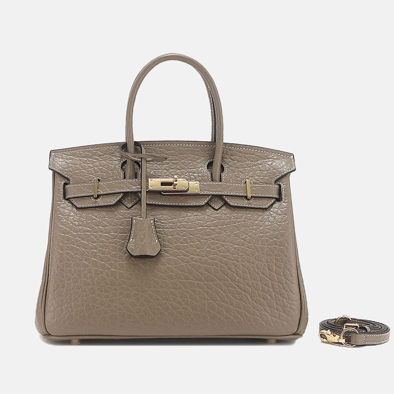 Women’s Genuine Leather Elephant Pattern Lock Closure Shoulder Top Hand Bag image 7
