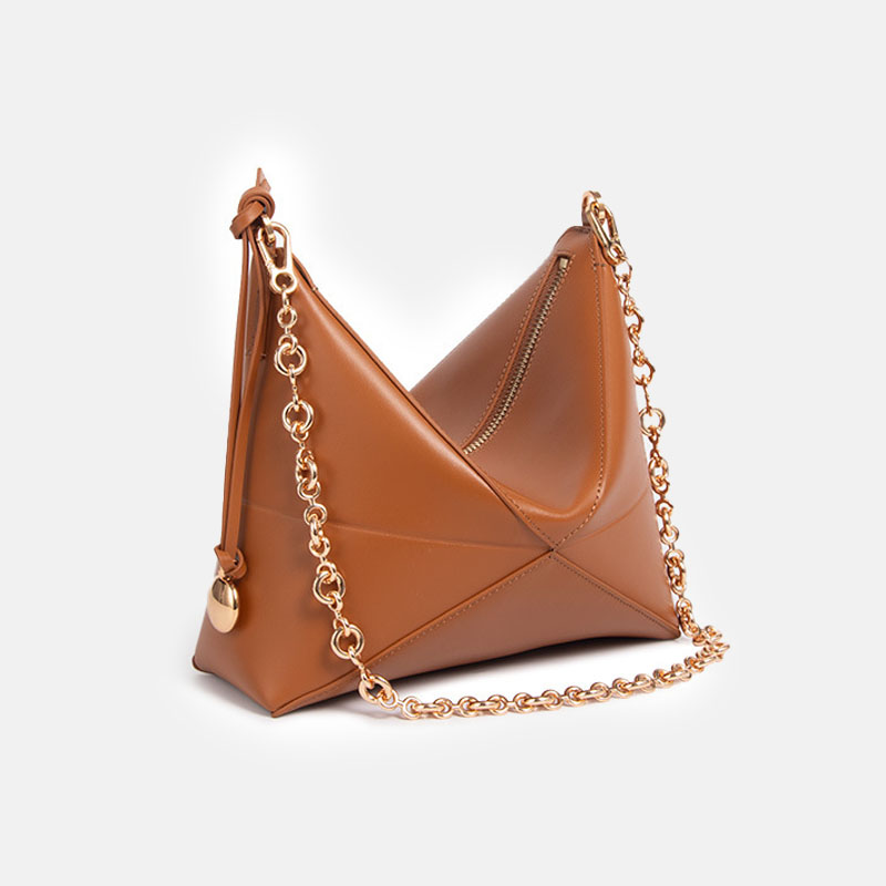 Women’s Genuine Leather Foldable Zip Crossbody Hobo Bag image 2