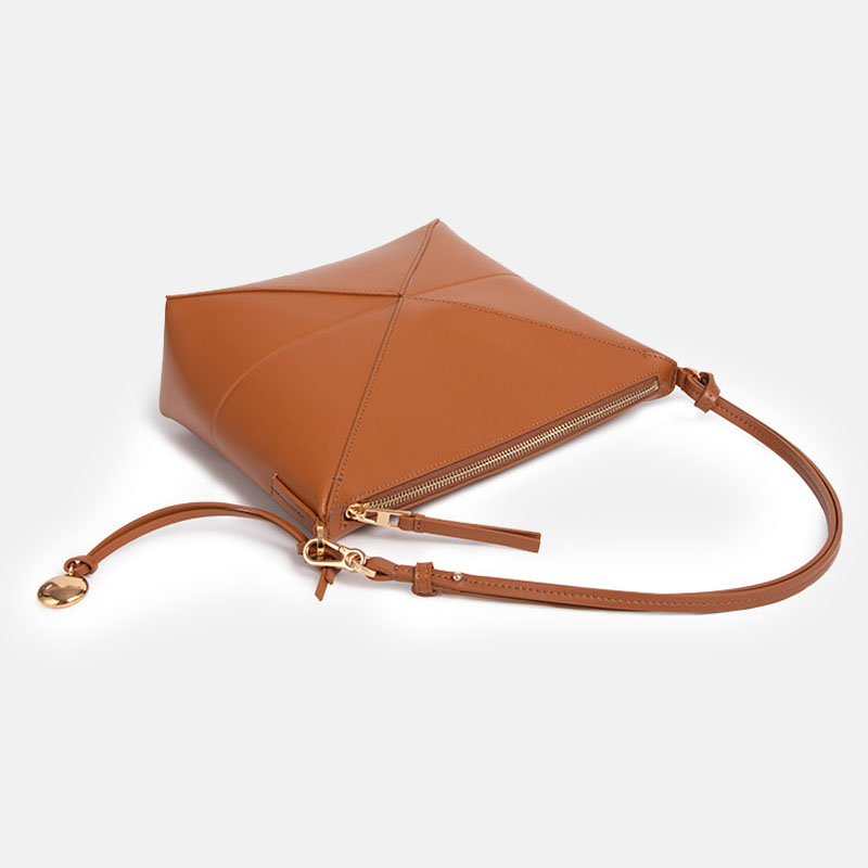 Women’s Genuine Leather Foldable Zip Crossbody Hobo Bag image 3