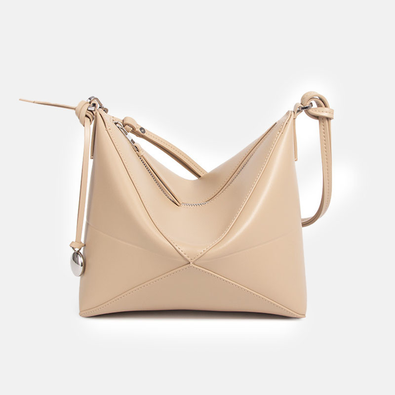 Women’s Genuine Leather Foldable Zip Crossbody Hobo Bag image 6