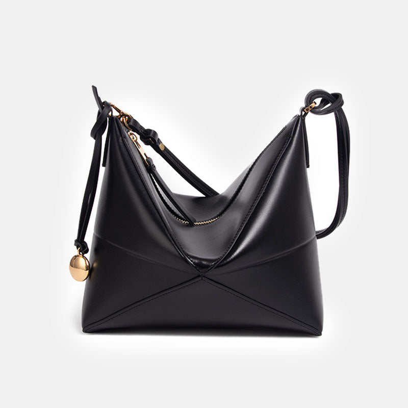 Women’s Genuine Leather Foldable Zip Crossbody Hobo Bag image 7