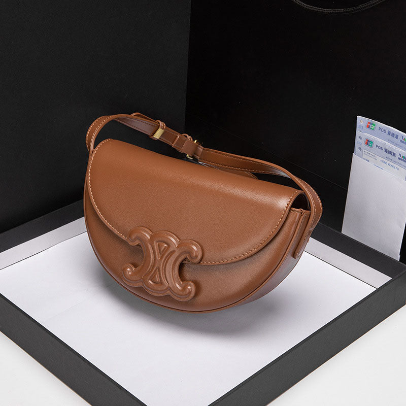 Women’s Genuine Leather Half Moon Crossbody Shoulder Saddle Bags image 4