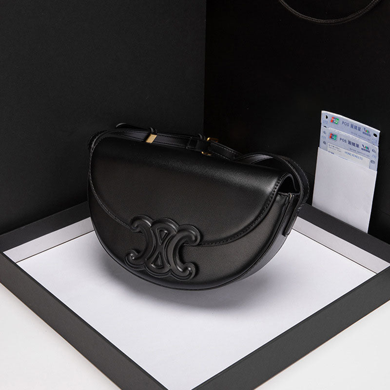 Women’s Genuine Leather Half Moon Crossbody Shoulder Saddle Bags image 2