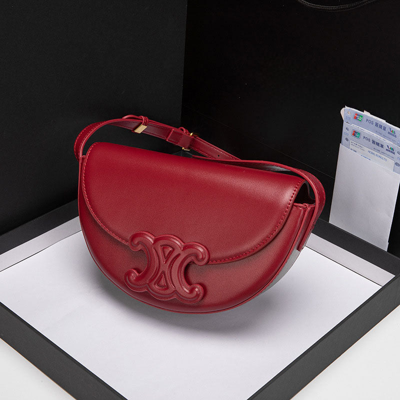 Women’s Genuine Leather Half Moon Crossbody Shoulder Saddle Bags image 5