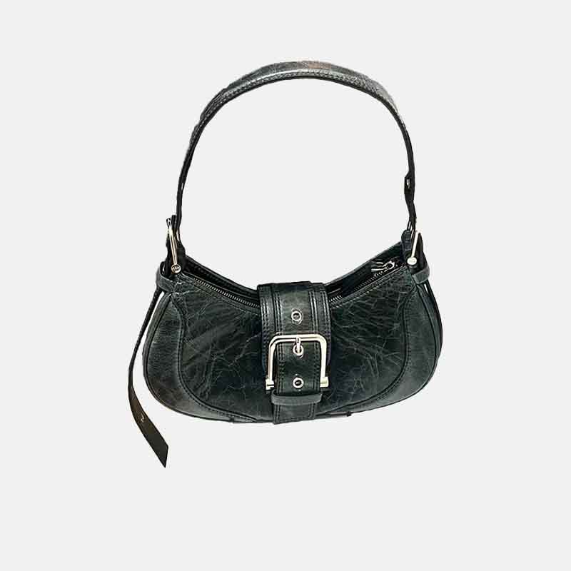 Women’s Genuine Leather Hook Lock Crossbody Baguette Bag image