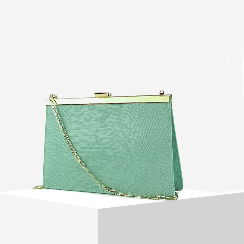 Women’s Genuine Leather Lizard Pattern clutch shape Crossbody Shoulder Bag image
