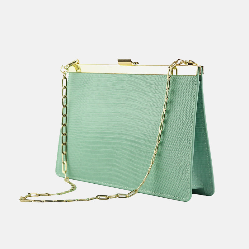 Women’s Genuine Leather Lizard Pattern clutch shape Crossbody Shoulder Bag image 2
